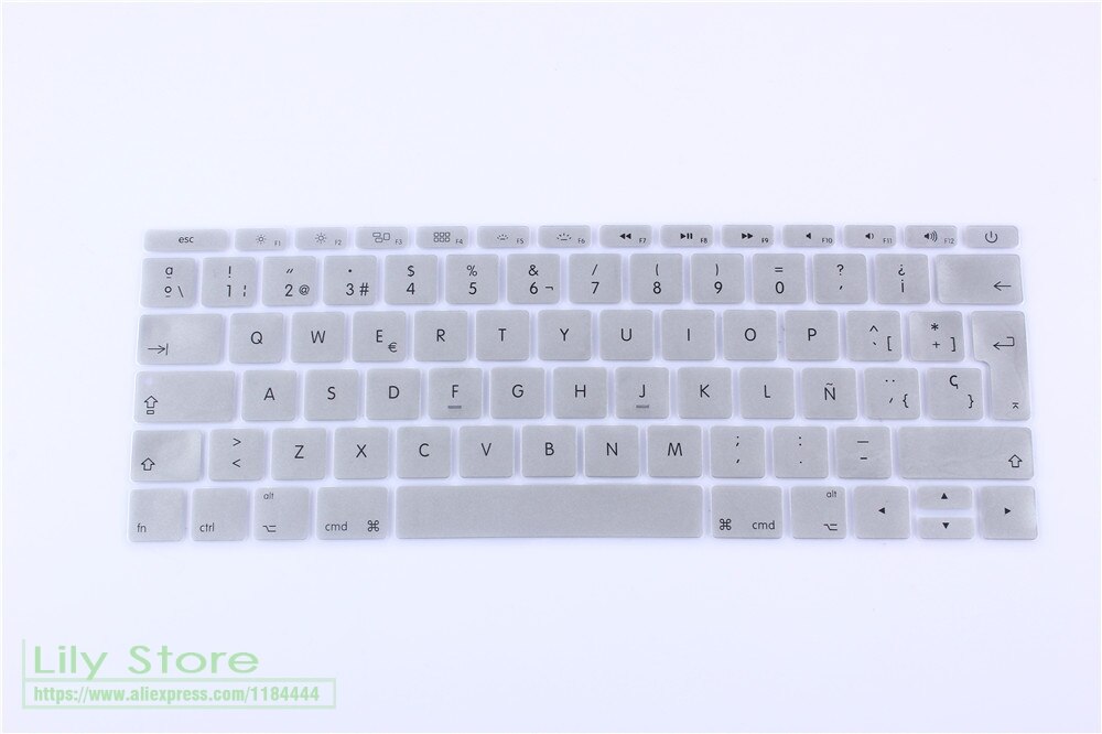 Silicone Keyboard Cover for MacBook 12" A1534 & MacBook Pro 13" A1708 - Ultra-thin Dustproof & Waterproof Skin: Silver