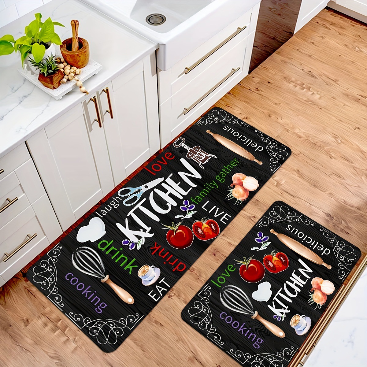 VIKAMA-alfombra de cocina de terciopelo de cristal nórdico, alfombra antideslizante y resistente a la suciedad, alfombra larga absorbente de aceite: 1.700 mm x 2.400 mm / Gris
