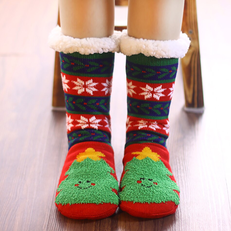 Kids Meisje Kerst Kousen Xmas Party Winter Warme Lange Sokken Kerstman Boom Sneeuwpop Kous Volwassen Accessoires