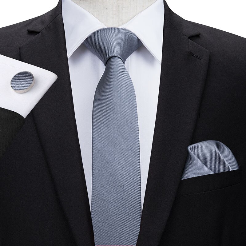 Cravate à salut-cravate 6cm Slim étroite | Cravates pour hommes, boutons de manchette Hanky rouge uni couleur Plaid, ensemble pour hommes fête mariage Slim: SN-3103