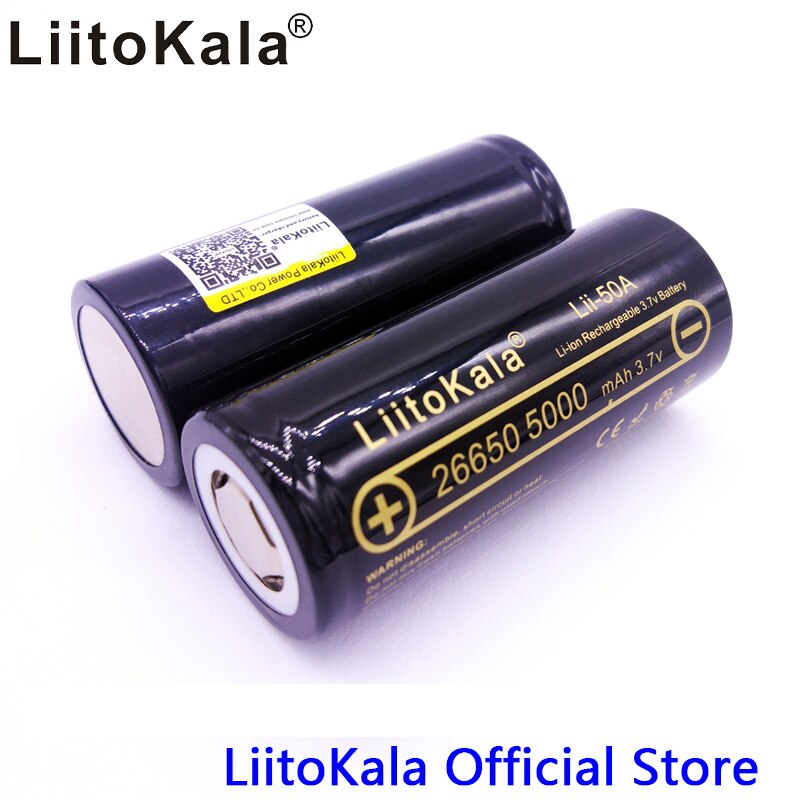 Hk Liitokala Lii-50A 26650 5000 Mah Lithium Batterij 3.7V 5000 Mah 26650-50A Oplaadbare Batterij Geschikt Voor Flashligh