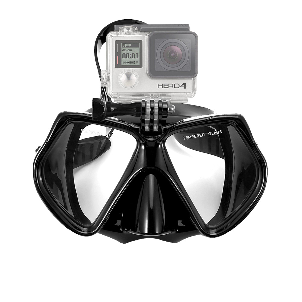 Máscara de buceo, gafas de natación para GoPro, cámara deportiva subacuática, vidrio templado, tubo de snorkel seco , adultos y jóvenes