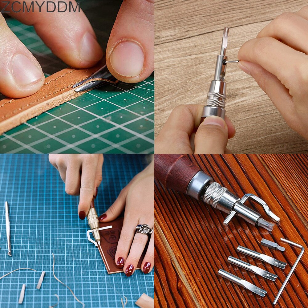 Professionelle Leder Handwerk Werkzeuge mit Groover Ahle Gewachste Gewinde Fingerhut Kit Hand Nähen Stitching Schlag Hand Nähen Liefert