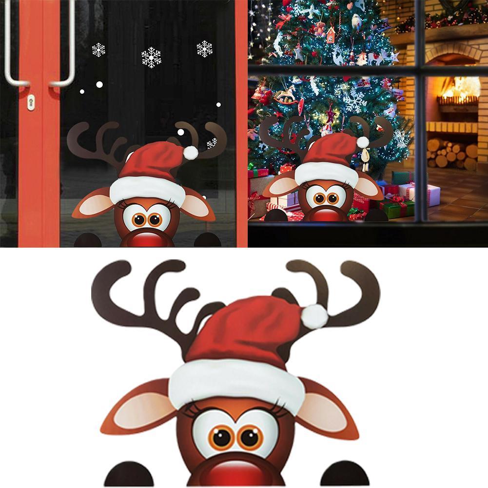 Venster Kerst Rendier Stickers Voor Kinderen Zelf Showcase Voor Home Decorations Muur Glas Decals Stickers E7G0