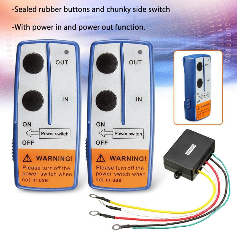 12V Car Wireless Winch Electric Remote Control Switch with Manual Transmitter for Jeep Truck ATV SUV Vehicle Trailer