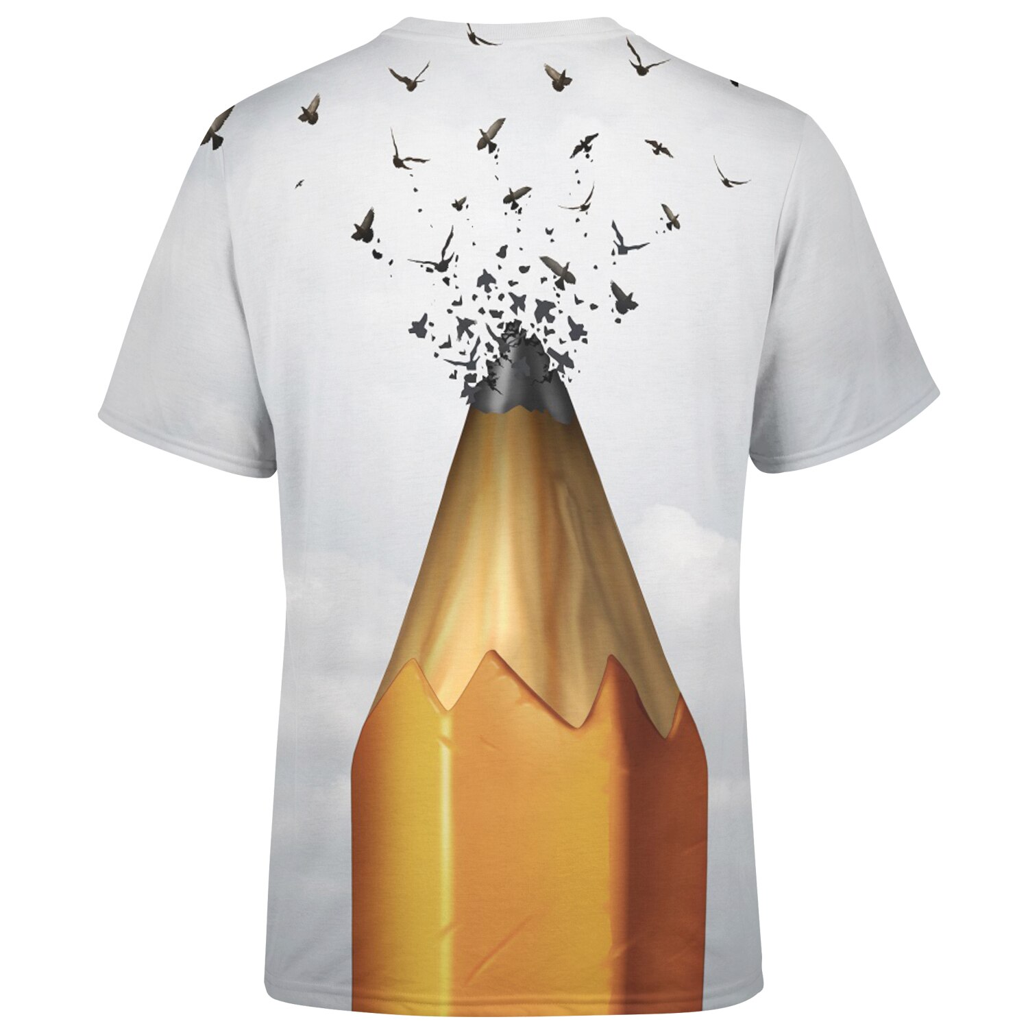 Sommer plus size herre t-shirt blyant 3d print kortærmet rund hals top t-shirt homme til herretøj hvid
