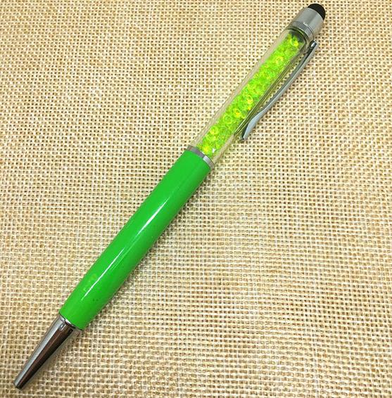 (1Pcs/Sell) Crystal Pen Diamond Pens Stationery Fountain Pen Stylus Touch Pen 11 Colors Oily Black Refill: 11