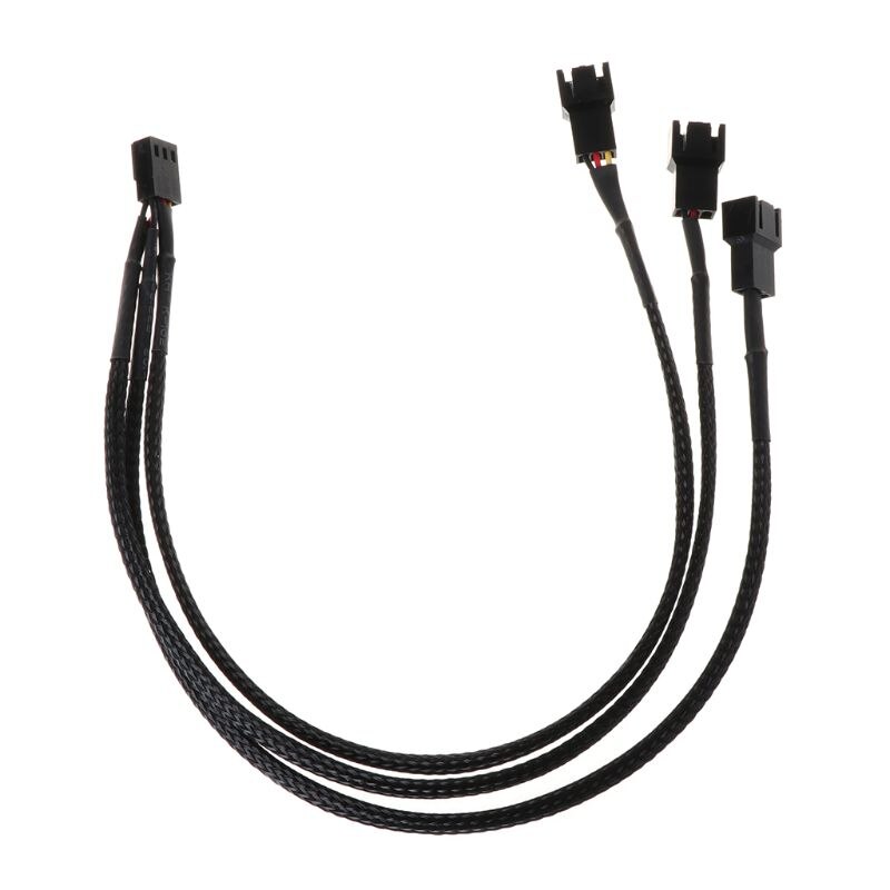 12V 12V 30CM 3Pin Fan PWM 1 to 3 Way Power Supply Extension Cable Y Splitter Port Multiplier PC Computer Cooling 22AWG Wire