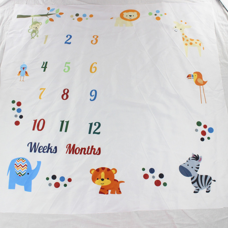 Baby Milestone Blanket Monthly Growth Blankets Newborns Infant Animal Lion Background Cloth Photography Props: 3