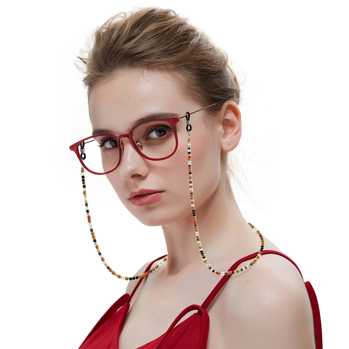 Chaînes de lunettes ornées de jolies perles colorées de supérieure pour femmes, sangles de support de lunettes, cordons de chaîne de lunettes