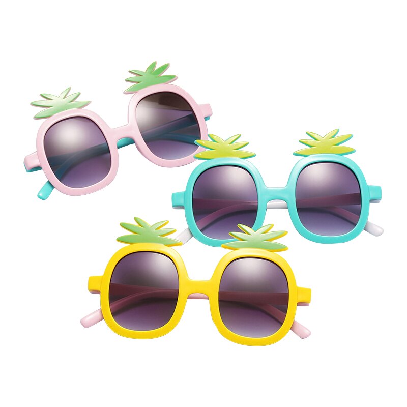 Lunettes de soleil rondes pour enfants, mignonnes, pour bébés garçons et filles, à la , Vintage, dessin animé, ananas, Protection UV, classiques