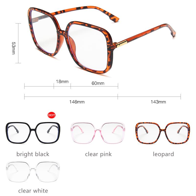 Overdimensionerede firkantede brilleramme til kvinder vintage store gennemsigtige briller læsebriller klar linse optisk brillestel