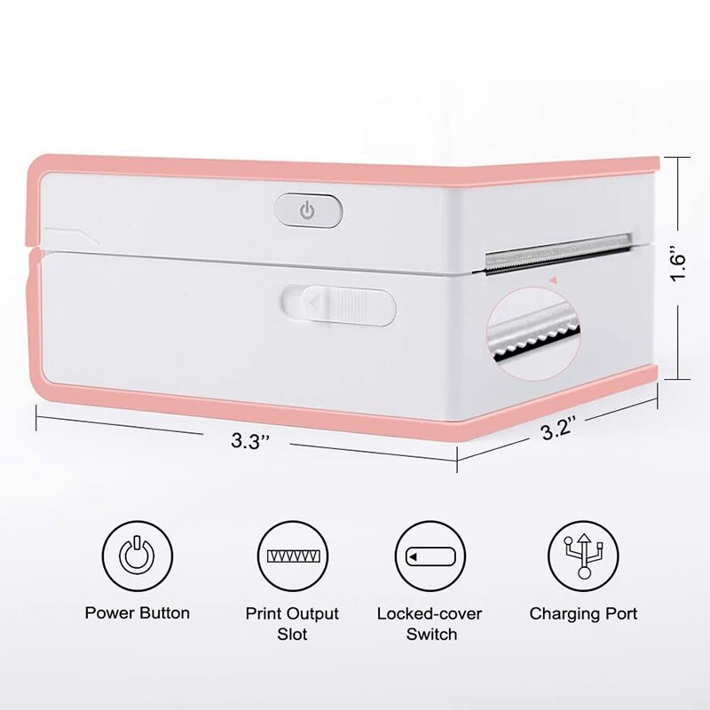 -M02 Pocket Printer- Mini Bluetooth Photo Printer Portable Thermal Printer Compatible with Android IOS