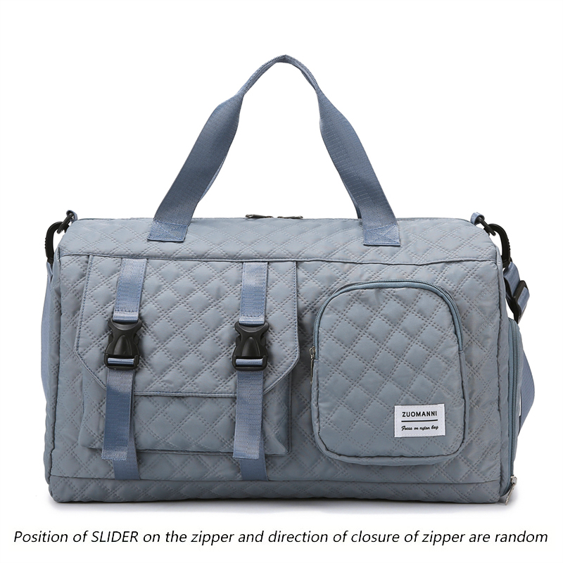 Duurzame nylon reistas, draagbare sporttas voor overnachtingstapjes Schoudertas voor trainingstas, ruime argyle: LIGHT BLUE