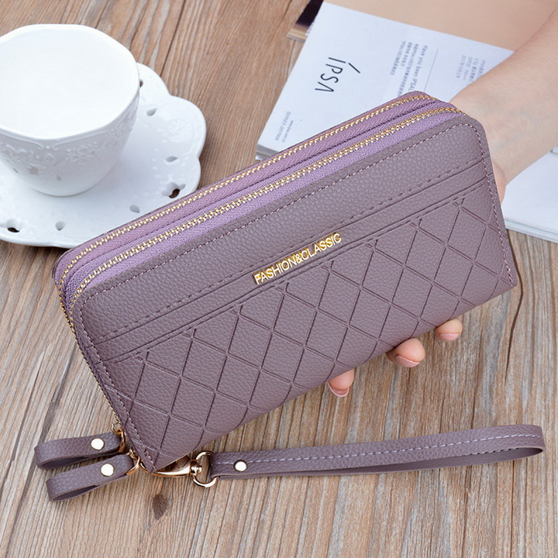Lang damelommebok damevesker dusk myntveske kortholder lommebøker dame pu-skinn clutch