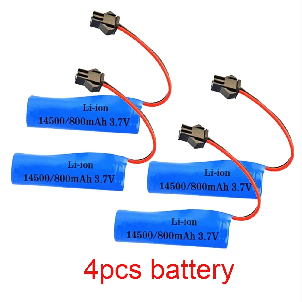 3.7V 800mah 14500 AA Batteria ricaricabile per giocattoli telecomandati Elicottero auto Treno Moto Batterie per auto giocattolo con spina SM: Rosso