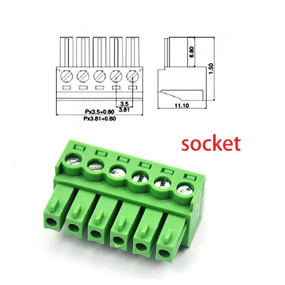 5set KF2EDG 3.5MM plug-in 15EDG pcb terminal curved straight needle + socket 2p 3p 4p 5p 6p 7p 8p 9p 10p 12p