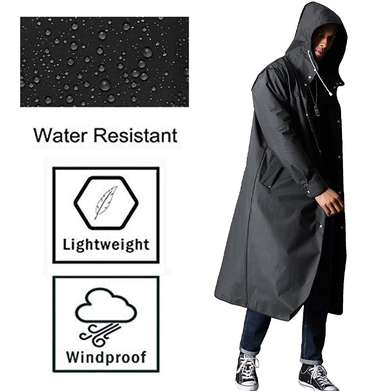Long Rain Jacket Waterproof Raincoats With Hats Men Women Reusable Raincoat Lightweight Hooded Raincoat for Climbing