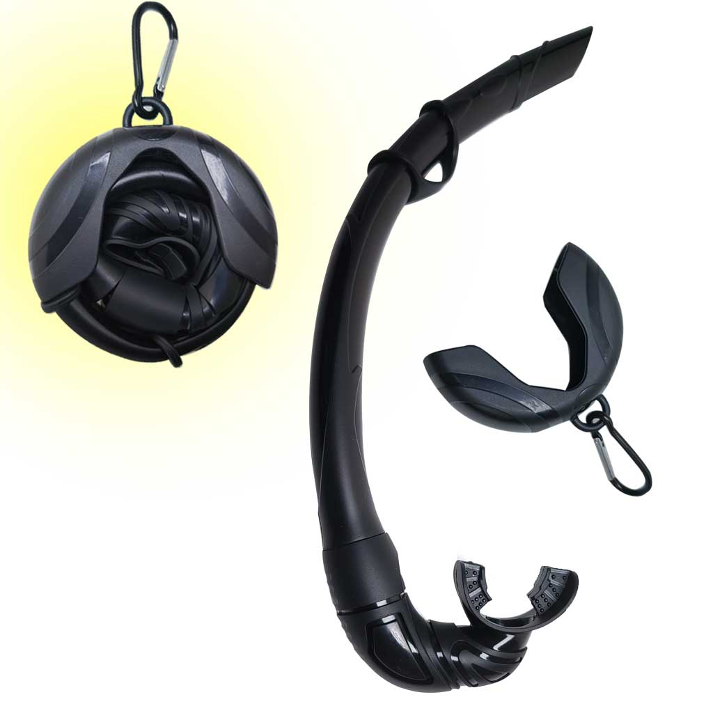 Oprolbare siliconen snorkel Zwemmen Zwemmen Snorkel met hangende gesp Comfortabele beademingsslang voor snorkelen: YELLOW