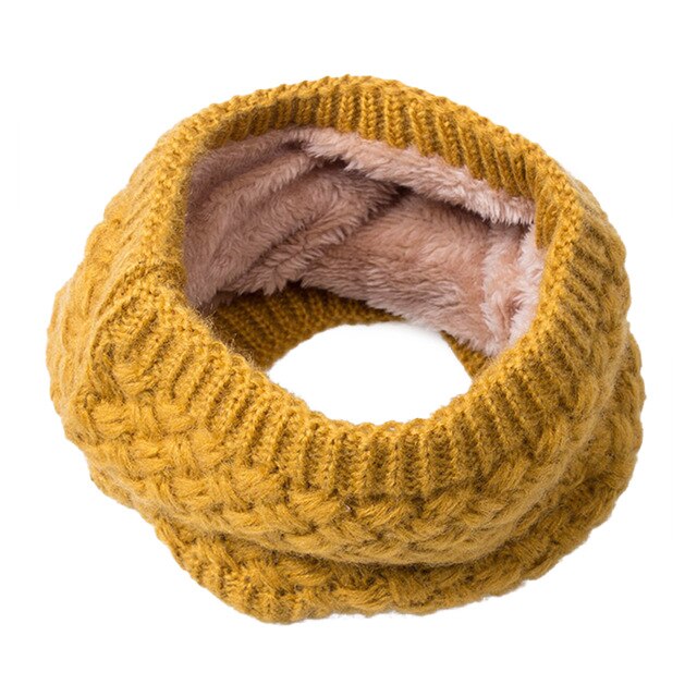 Winter Scarves Men Women knitted Cotton Autumn Scarves Children Boy girl Unisex Warm Thicken Wool Plus Velvet Scarves: yellow
