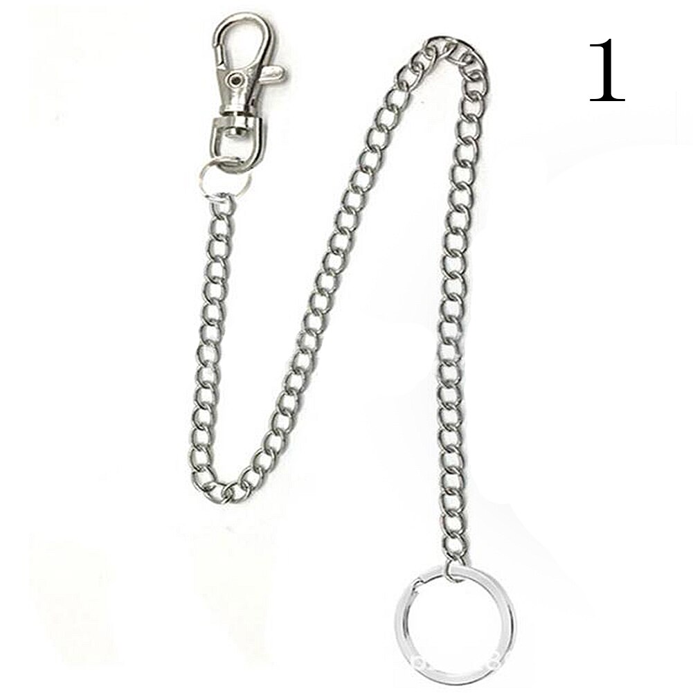 Guld silver bälte kedja lång metall nyckelring rock byxor hipster för byxa jeans nyckelring unisex hip hop smycken tillbehör: 1