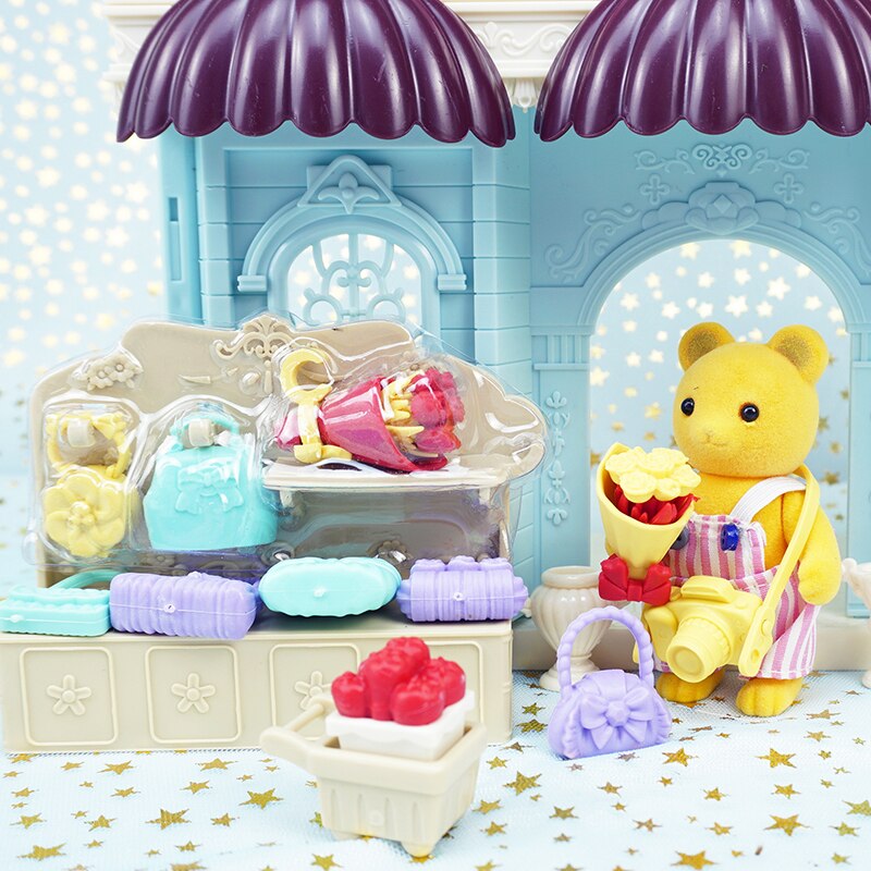 1:12 Forest Animal Family Picnic Tent Set Toy Furniture Miniature 1/12 Bear Squirrel with tail Girl Pretend Play Set Christmas