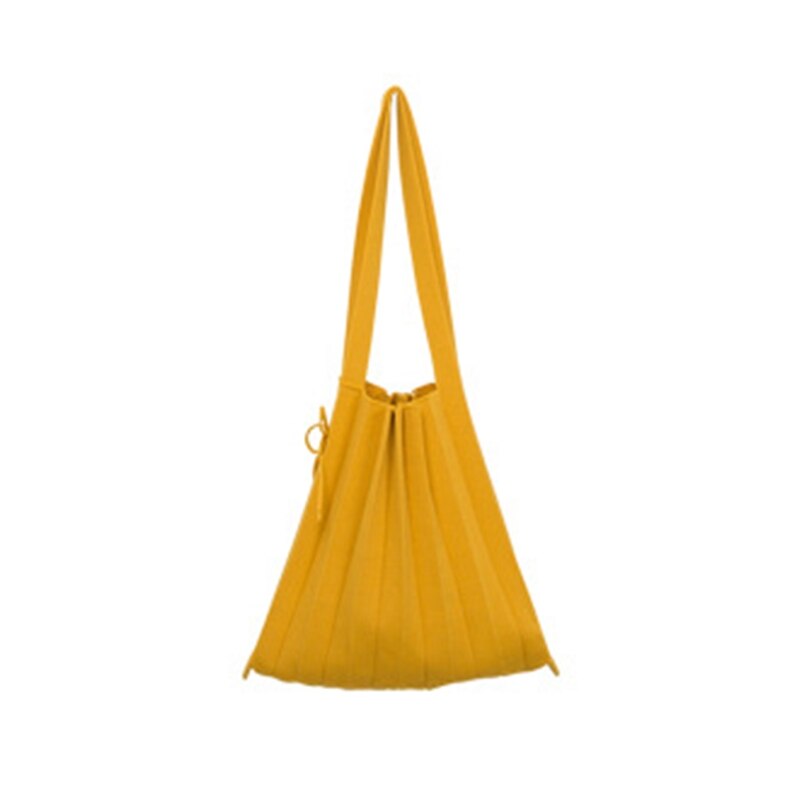 Geplooide Panelled Canvas Schoudertas Boodschappentassen Voor Vrouwen Eenvoudige Dames Mode Handtassen Casual Tote: Ginger yellow