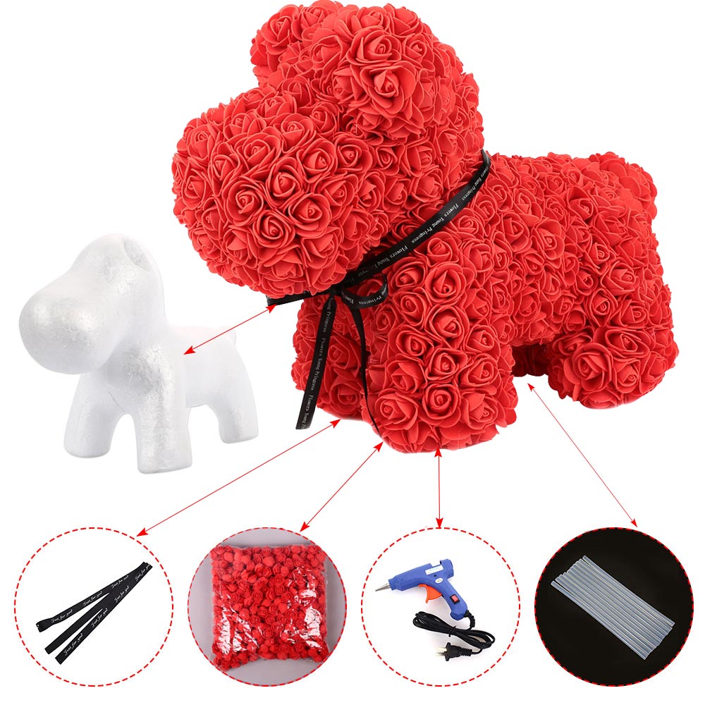 DIY Rose Dog Foam Bear Valentines Day Foam Rose Craft DIY Love Birthday Wedding Engagement Anniversary Party Decor