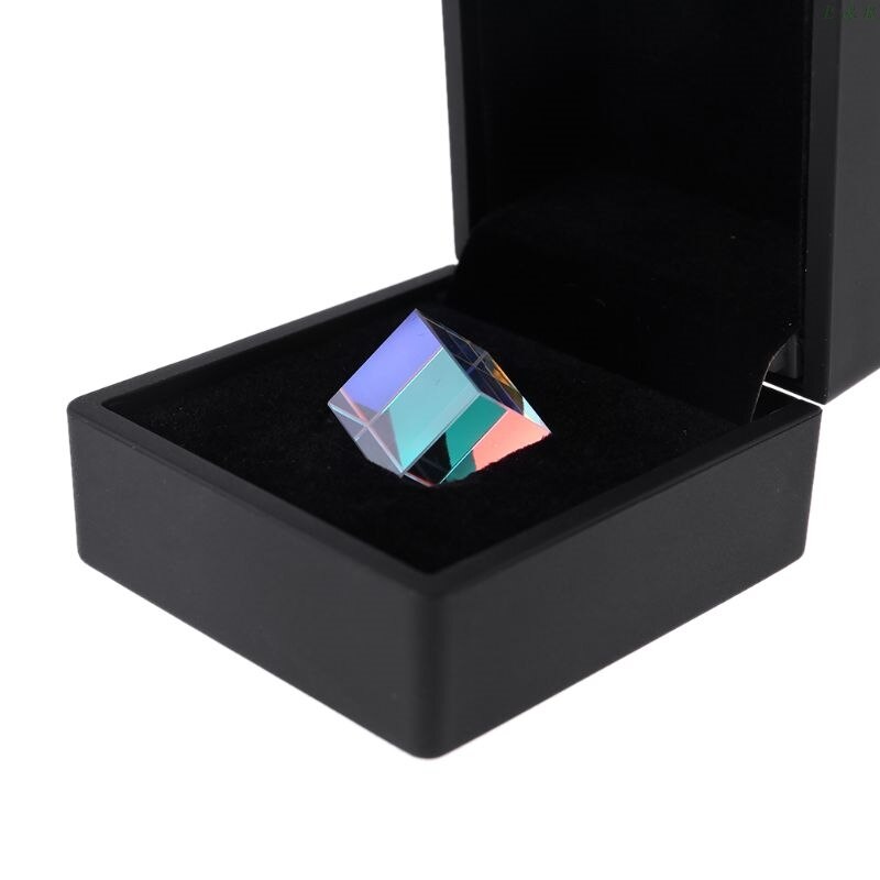 Prism Combine Cube 6sides Optical RGB Glass Len Square Prism with Light Box F1FC