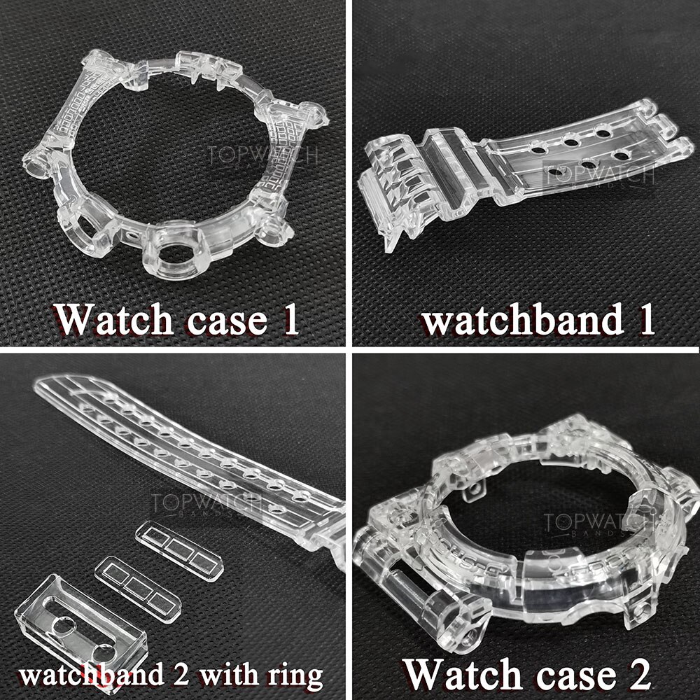 Voor GWF-1000 Band Rubber Horlogeband Ijs Transparant Siliconen Horloge Bands En Case Cover Waterdichte Sport Horlogebanden Met Gereedschap