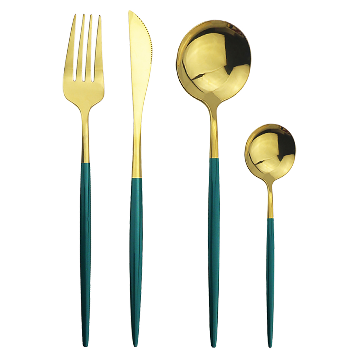 32 teile/satz Besteck einstellen Schwarz Gold Besteck einstellen 18/10 Edelstahl Geschirr einstellen Messer Gabel Löffel Geschirr Küche Geschirr: Grün Gold