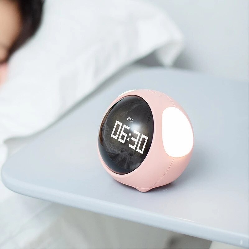 Xiaomi Cute Expression Alarm Clock Multi Function Digital LED Voice Controlled Light Bedside Thermometer Clock for Best