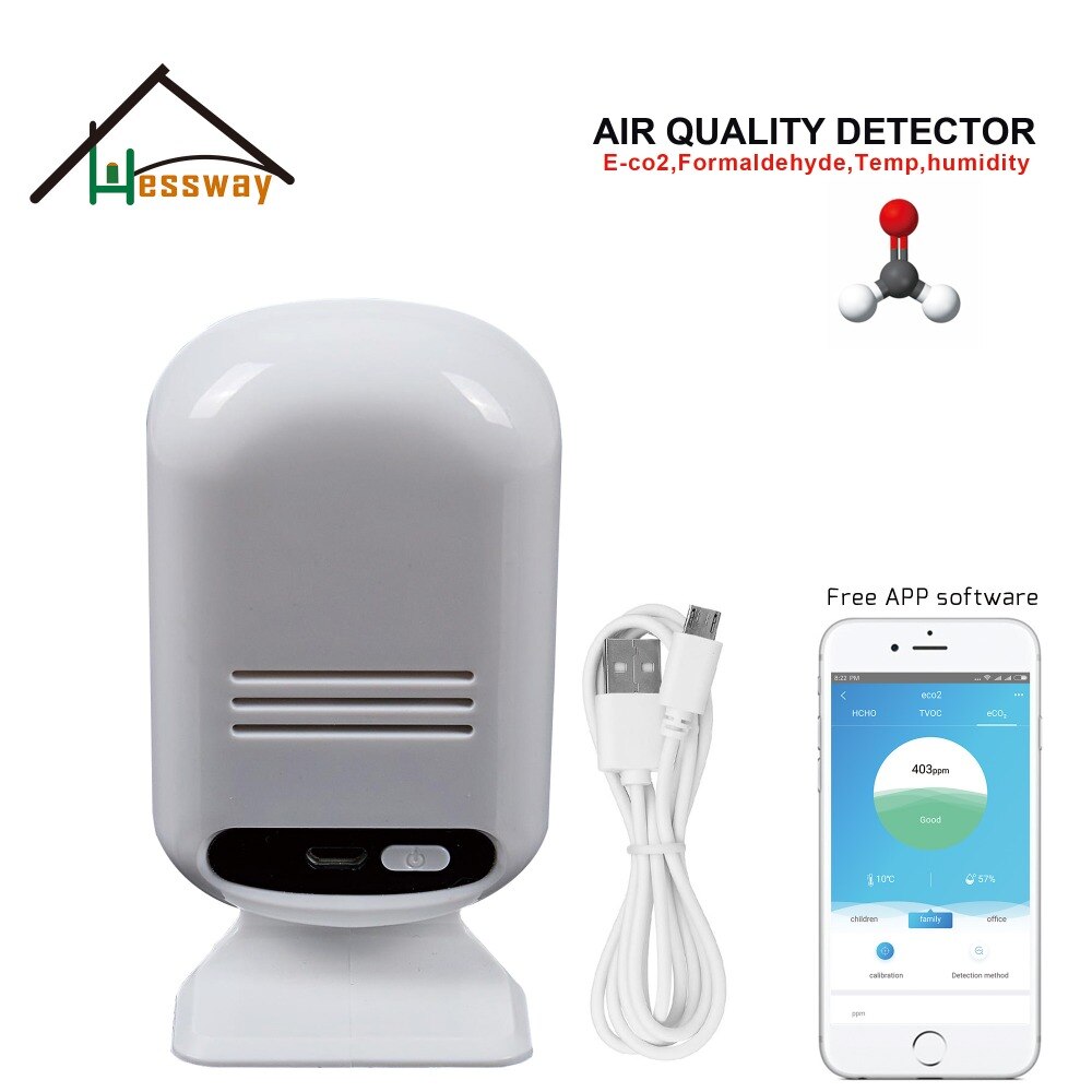 USB Power CO2 TVOC temperature and humidity HCHO sensor WIFI Smart connection for air detector