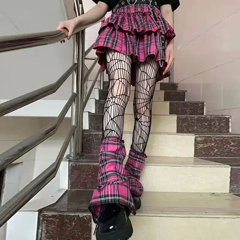 Gothic Dark Girls Skull Hollowed Out Tights Punk Women Sexy Fishnet Black Stockings Goth Lolita Nylon Spider Web Mesh Pantyhose: Gold