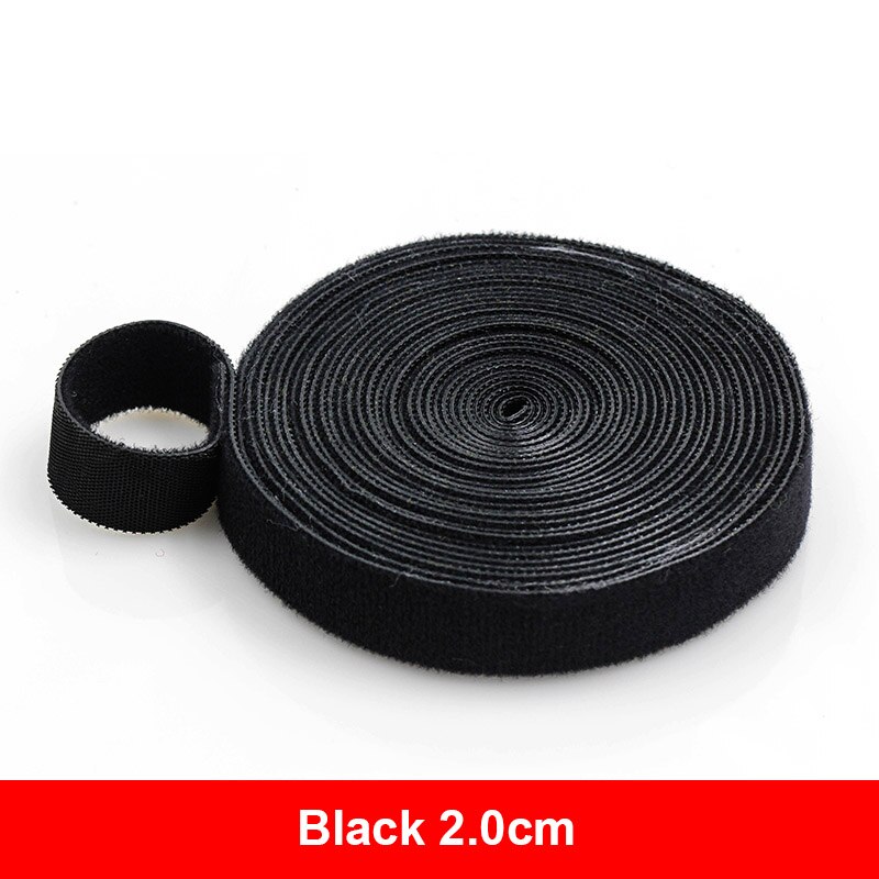 5Meter/Roll 10/15/20Mm Herbruikbare Zelfklevende Sluiting Tape Sterke Haken En Lussen Kabelbinders gordijn Nylon Sluiting: Black 2.0