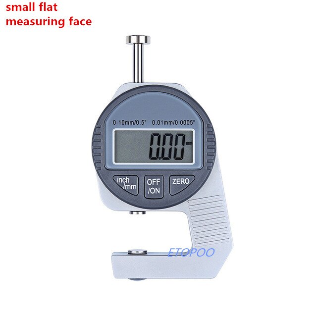Digital Thickness Gauge Meter micrometer 12.7mm Large LCD Electronic Dial Indicator Sponge Thickness Measure Tool: small flat head