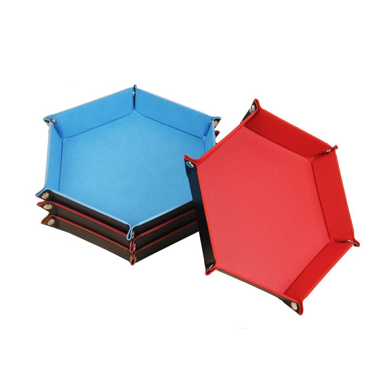 1Pc Folding Hexagon Dobbelstenen Lade Sleutel Doos Pu Zeshoekige Box Dice Game Lade Game Dice Opslag Tafel Board Games