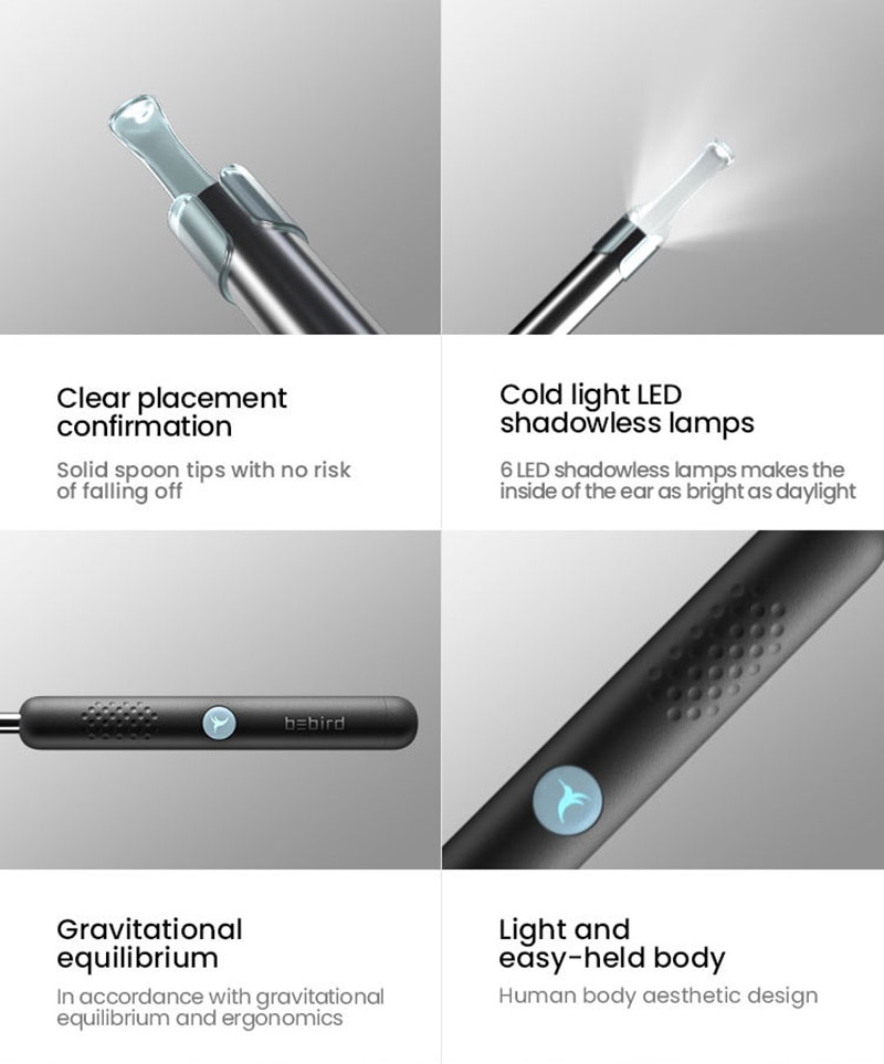 Xiaomi bebird  r1 trådløs intelligent visuel ørestik øreplukker 300w højpræcision endoskop minikamera otoskop boreskop