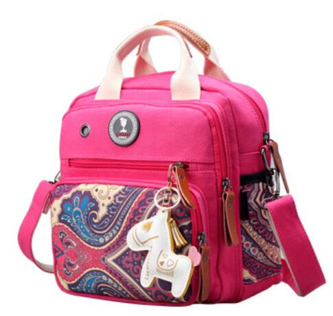 Colorato di medie dimensioni sacchetto del bambino del sacchetto di isolamento sacchetto della mummia spalla obliquo portatile urto sacchetto femminile multi funzione della tela di canapa zaino: rosa