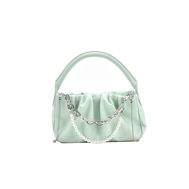 Tote Bags Women's Brand Handbag Leather Small Clutches Chic Retro Chain Shoulder Bag Women Crossbody Bag Lady Hand Purse: green Shoulder bag