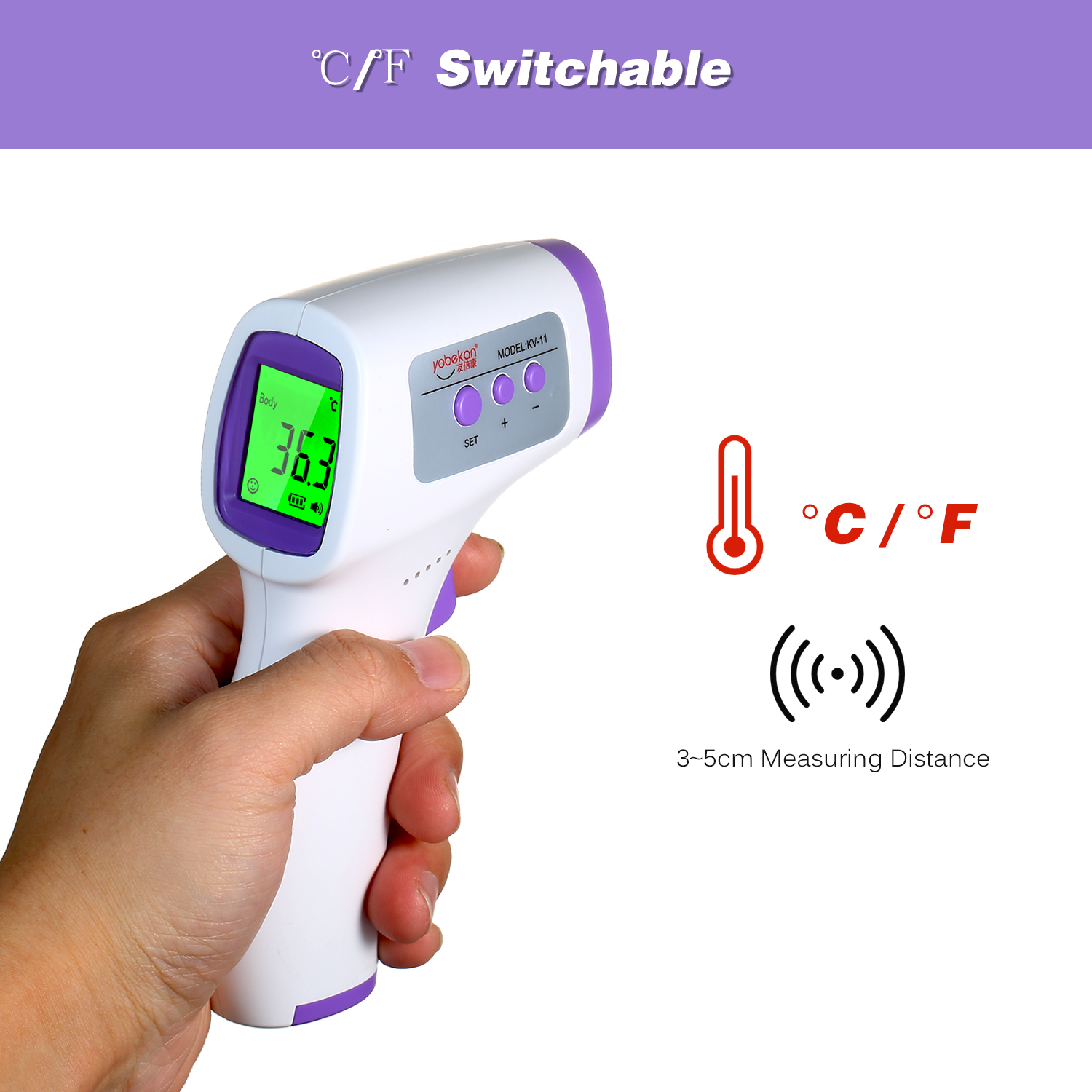 Digitale Infrarood Voorhoofd Thermometer Lcd Ir Thermometer Handheld Non-Contact Ir Infrarood Thermometer Temperatuur Meter