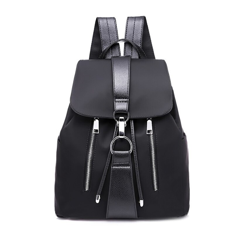 Women Backpack School Bags For Teenager Girls Nylon Zipper Lock Black Femme Mochila Female Backpack Sac A Dos: Default Title