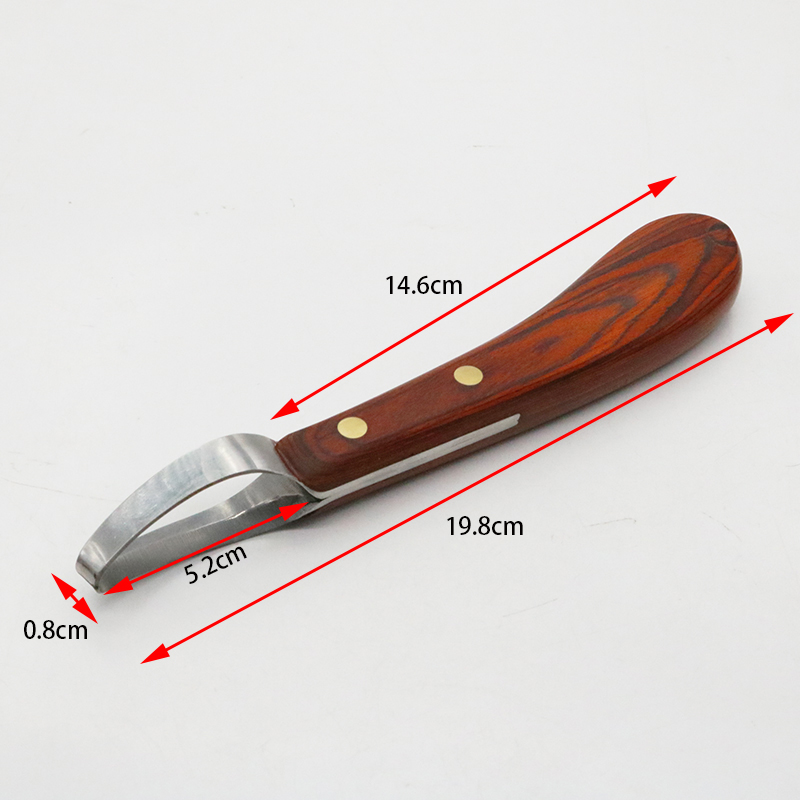 Couteau à sabot à boucle pour cheval, lame de tondeuse, mouton, bétail, cisailles à double tranchant, coupe-manche en bois, acier inoxydable, 2 pièces