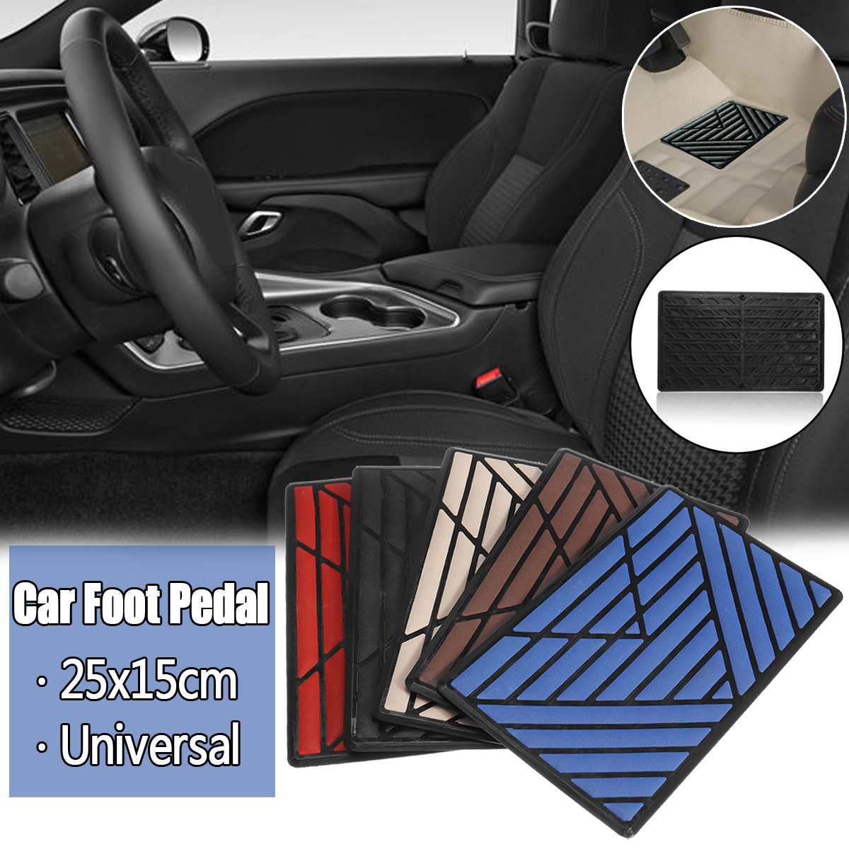 Universele Auto Universele voet pad voetpedaal slijtage blok Anti-slip Mat Tapijt Hole Cover Stijl Auto Vloermat ABS Plastic