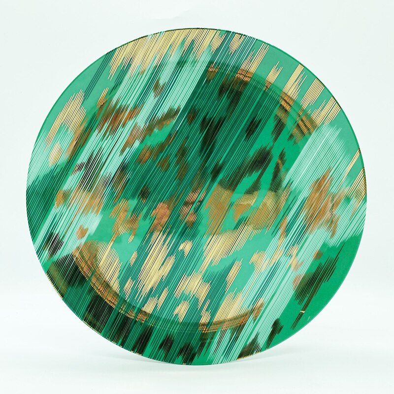 Elegante Keramik Abendessen Platten Geometrische aufbringen Keramik Gericht Ladegerät Platte Netz Geschirr Platte blau und weiß porzellan platte: 6