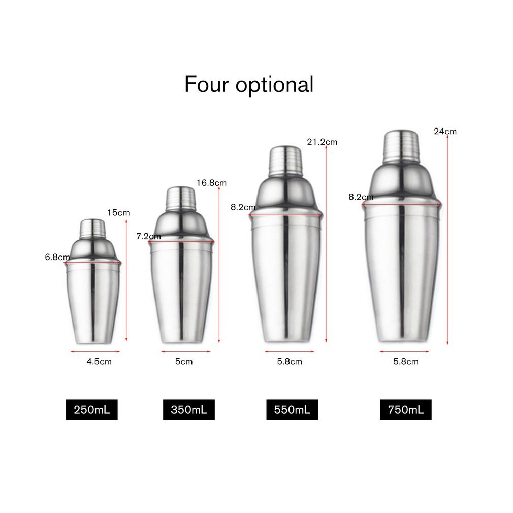 6pcs Stainless Steel Cocktail Shaker Mixer Wine Martini Boston Shaker Set Barware Kit For Bartender Drink Party Bar Tools