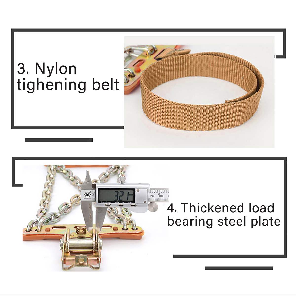 Car SUV Tire Chain Wheel Snow Chain Winter Tyre Anti-skid Ice Chains Steel For Ice/Snow/Mud Road Safety Driving Accessories