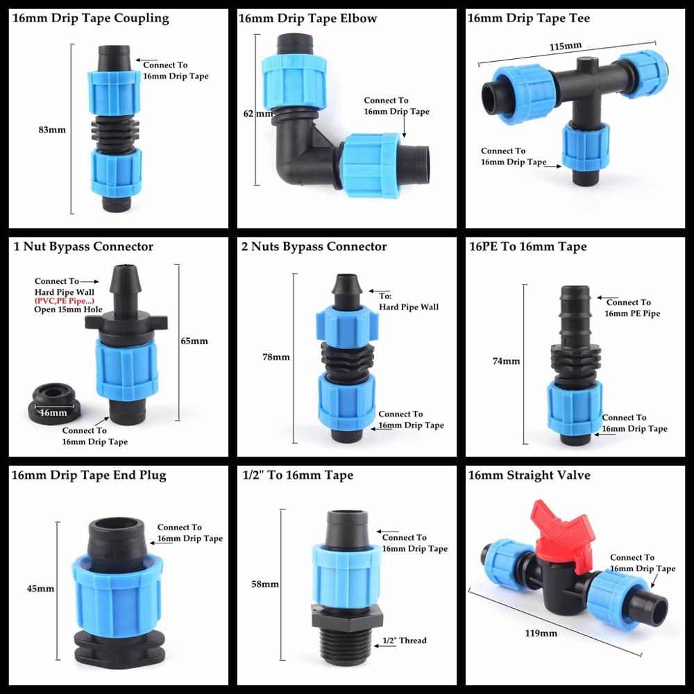 2 stücke 16mm Tropf Irrigaton Schlauch Anschlüsse Tropf Schlauch Armaturen Schloss Mutter Rohr Gelenke Micro Bewässerung System Garten Wasser stecker