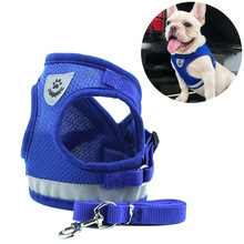 Reflecterende Franse Bulldog Pug Hond Vest Harness Lead Sets Ademend Huisdier Harnas voor Kleine Middelgrote Honden Puppy Cat Walking Leash