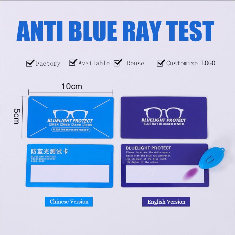 Engels Versie Pvc Anti-Blauw Licht Testkaart Licht Bril UV400 Accessoires Card Blauw Licht Detectie Generator Kaart En temp